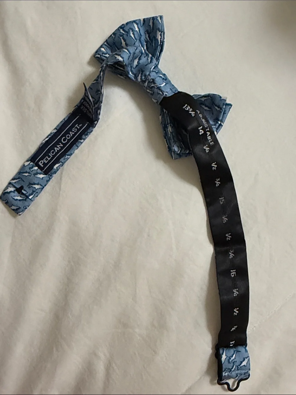 Boys Blue Shark-Print Pre-Tied Bow Tie - Pelican Coast
